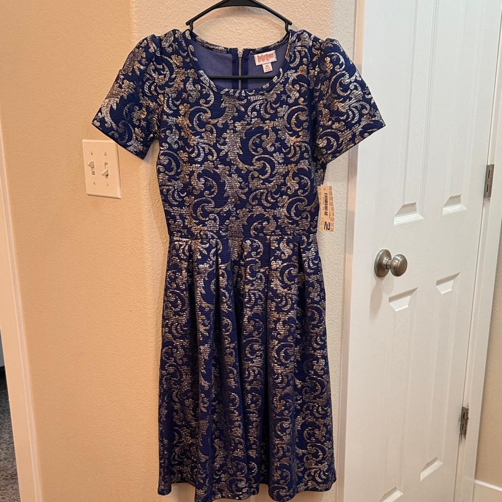 Blue and Gold Patterned Dress